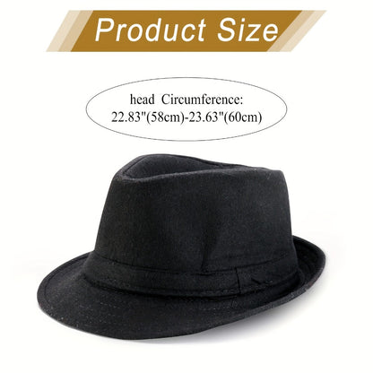 Fedora Hat - Men Short Brim Manhattan Structured Trilby Jazz Cap Gangster Style Elegant - product detail view 2
