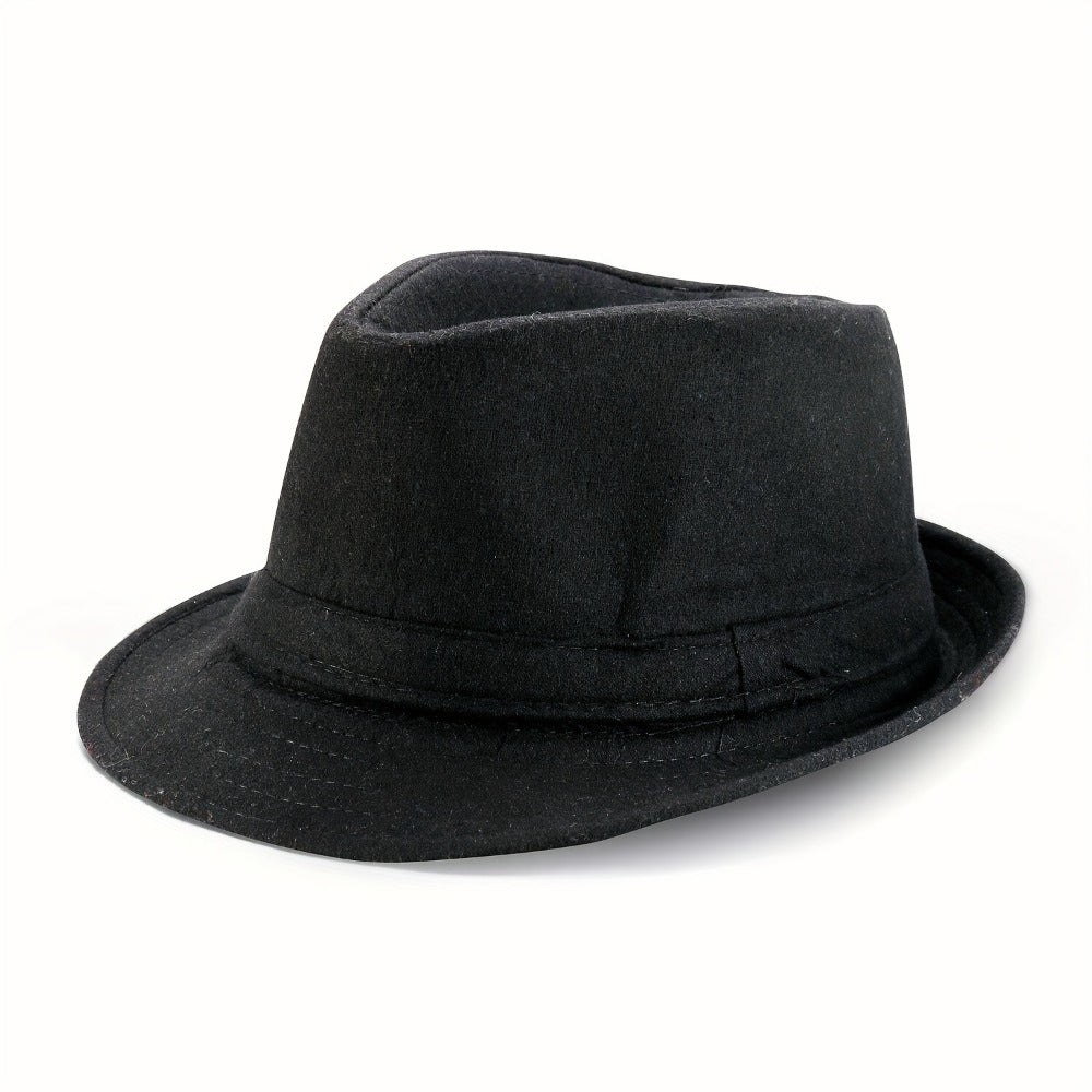 Fedora Hat - Men Short Brim Manhattan Structured Trilby Jazz Cap Gangster Style Elegant - product detail view 3