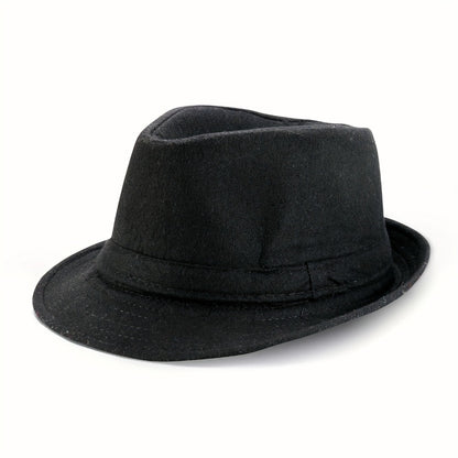 Fedora Hat - Men Short Brim Manhattan Structured Trilby Jazz Cap Gangster Style Elegant - product detail view 3