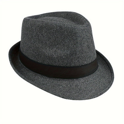 Fedora Hat - Men Short Brim Manhattan Structured Trilby Jazz Cap Gangster Style Elegant - product detail view 4