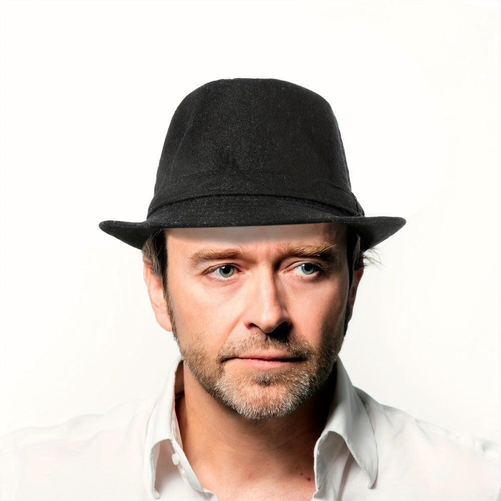 Fedora Hat - Men Short Brim Manhattan Structured Trilby Jazz Cap Gangster Style Elegant - product detail view 5
