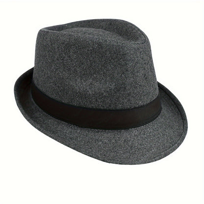Fedora Hat - Men Short Brim Manhattan Structured Trilby Jazz Cap Gangster Style Elegant - product detail view 16