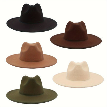 Fedora Hat - Western Cowboy Wide Brim Felt for Men Women Classic Cowgirl Jazz Panama - main product view