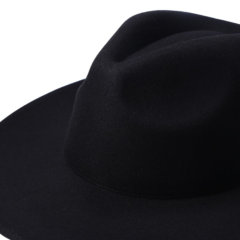 Fedora Hat - Western Cowboy Wide Brim Felt for Men Women Classic Cowgirl Jazz Panama - product detail view 4
