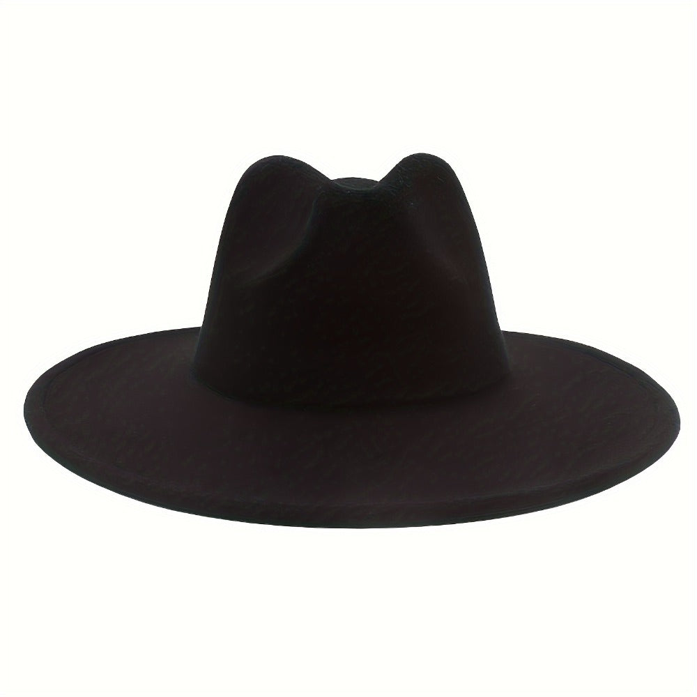 Fedora Hat - Western Cowboy Wide Brim Felt for Men Women Classic Cowgirl Jazz Panama - product detail view 7