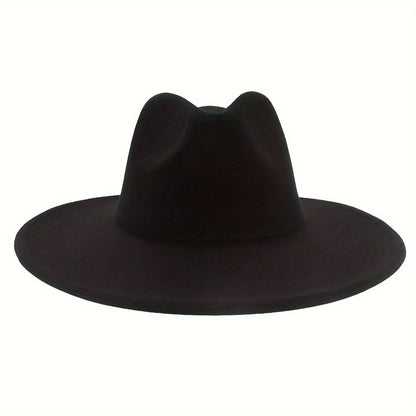 Fedora Hat - Western Cowboy Wide Brim Felt for Men Women Classic Cowgirl Jazz Panama - product detail view 7