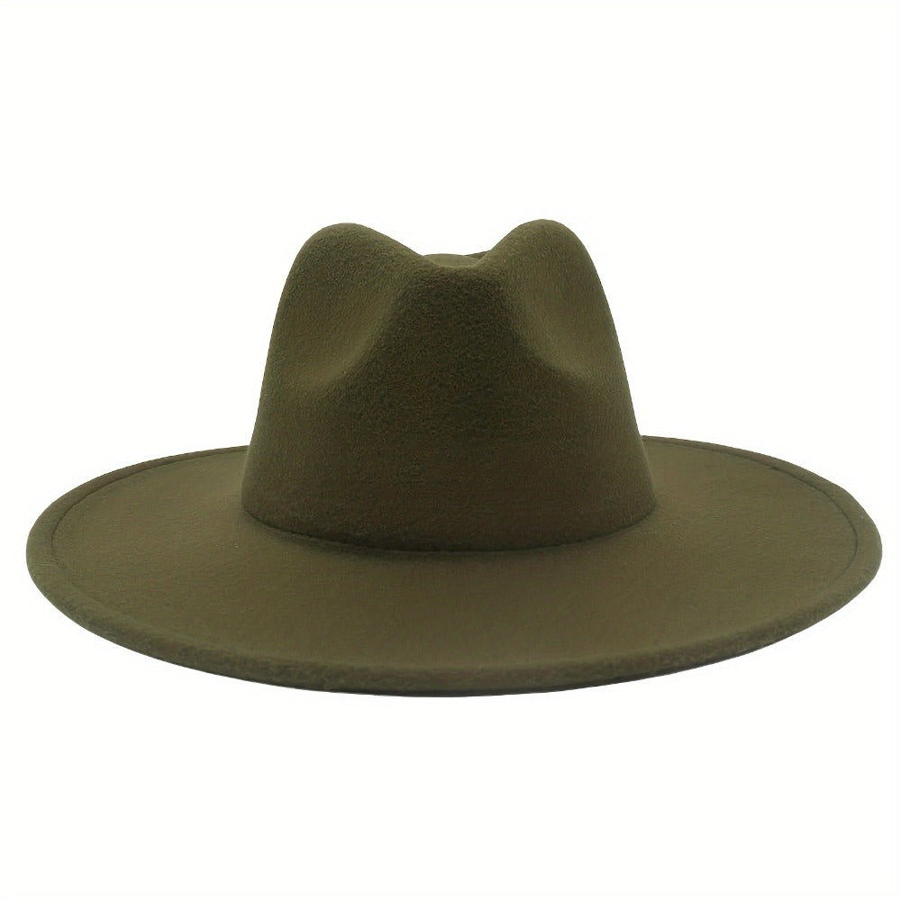 Fedora Hat - Western Cowboy Wide Brim Felt for Men Women Classic Cowgirl Jazz Panama - product detail view 9