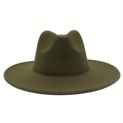 Fedora Hat - Western Cowboy Wide Brim Felt for Men Women Classic Cowgirl Jazz Panama - product detail view 9