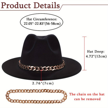 Fedora Hat - Western Cowboy Wide Brim Felt for Men Women Classic Cowgirl Jazz Panama - product detail view 20