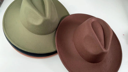 Fedora Hat - Western Cowboy Wide Brim Felt for Men Women Classic Cowgirl Jazz Panama - product detail view 21