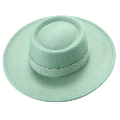 Fedora Hat - Women Wide Brim Felt with Bow - Elegant Ladies Panama Church Derby - product detail view 4