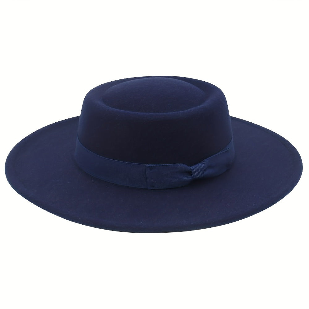 Fedora Hat - Women Wide Brim Felt with Bow - Elegant Ladies Panama Church Derby - product detail view 15