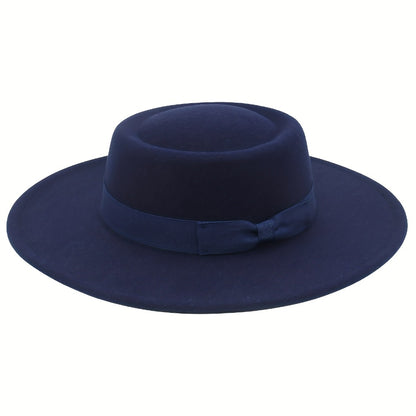 Fedora Hat - Women Wide Brim Felt with Bow - Elegant Ladies Panama Church Derby - product detail view 15