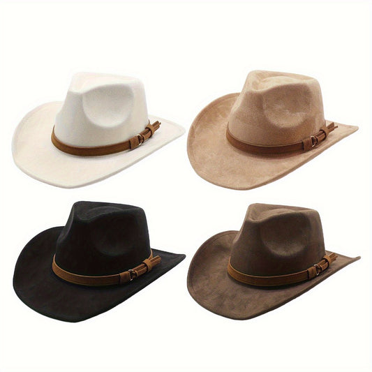 Fedora Hat - Wide Brim Retro Western Cowboy Style for Men Women Casual Travel Outdoor - main product view