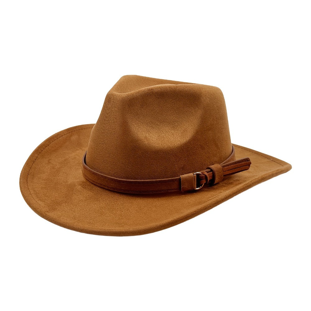 Fedora Hat - Wide Brim Retro Western Cowboy Style for Men Women Casual Travel Outdoor - product detail view 3