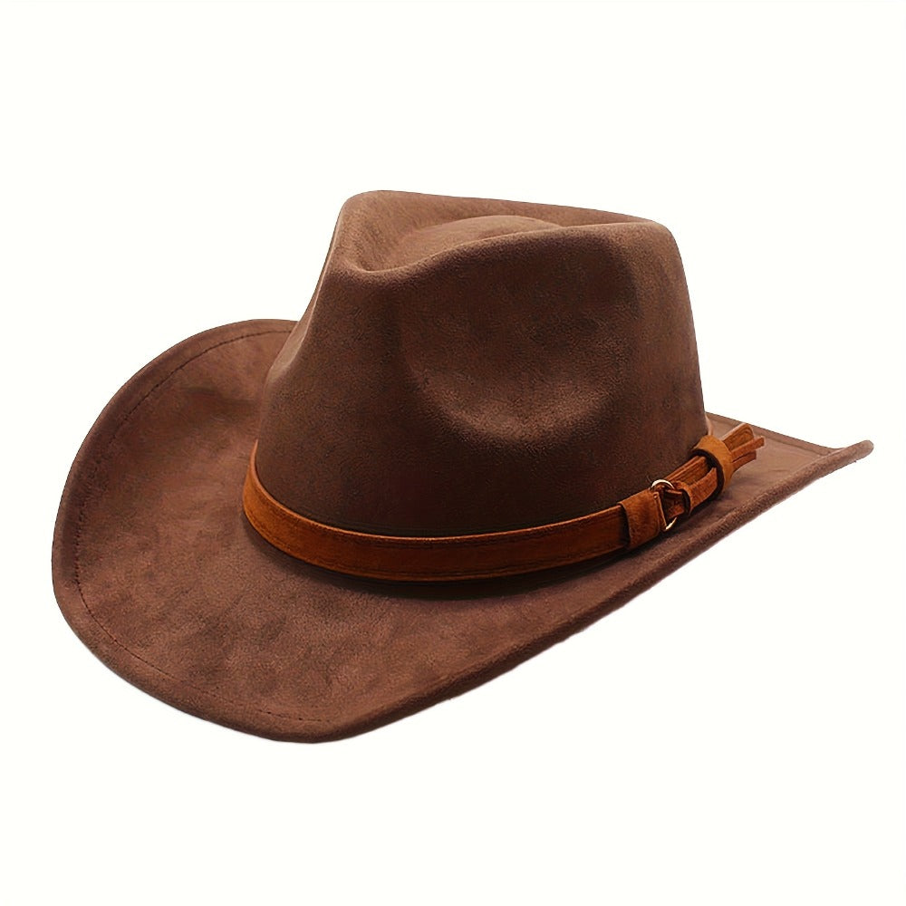 Fedora Hat - Wide Brim Retro Western Cowboy Style for Men Women Casual Travel Outdoor - product detail view 7
