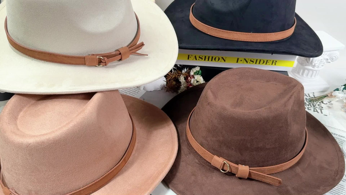 Fedora Hat - Wide Brim Retro Western Cowboy Style for Men Women Casual Travel Outdoor - product detail view 18