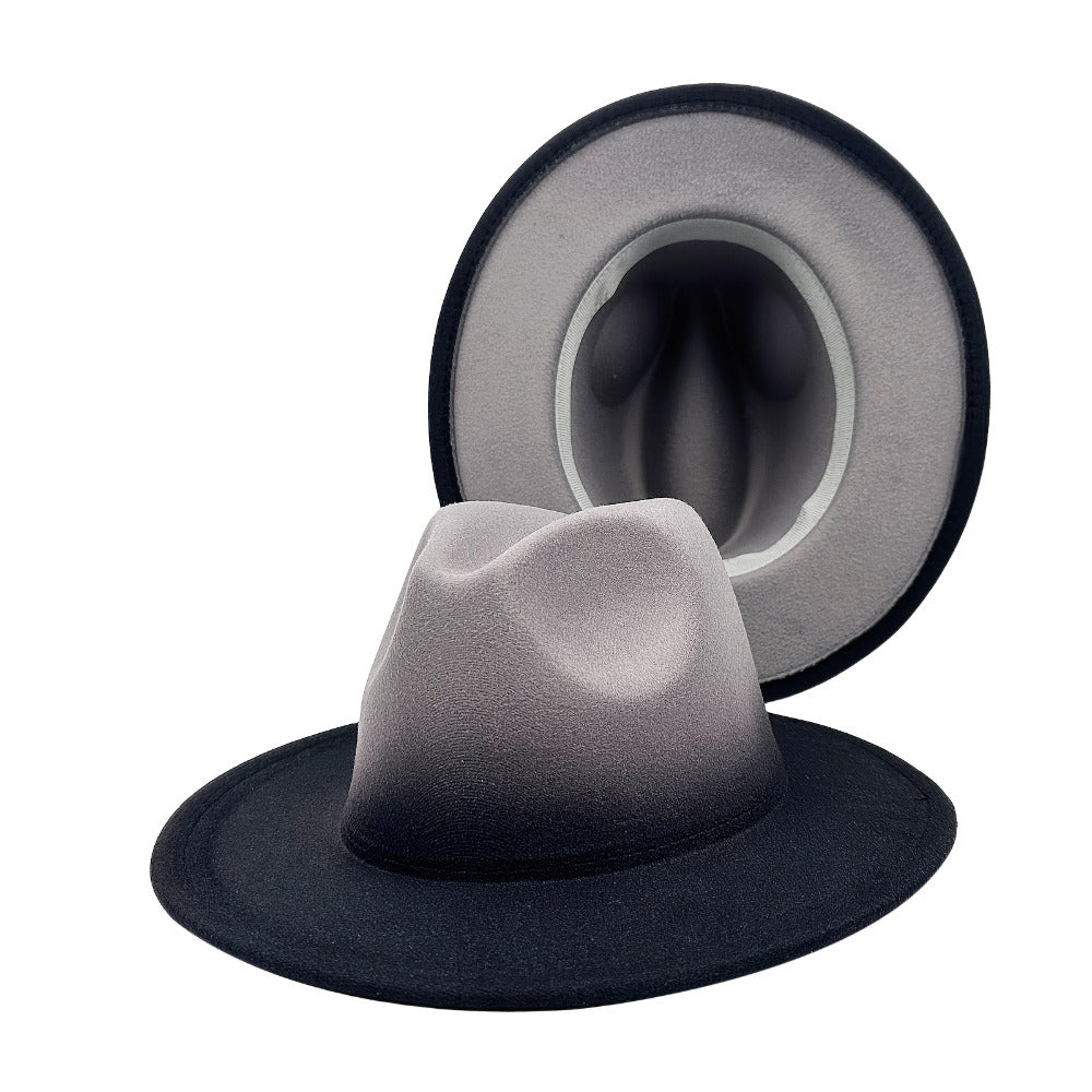 Fedora Hat - Wide Brim Two Tone Gradient Color Jazz Panama Cap for Men Women Classic - product detail view 7