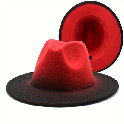 Fedora Hat - Wide Brim Two Tone Gradient Color Jazz Panama Cap for Men Women Classic - product detail view 11