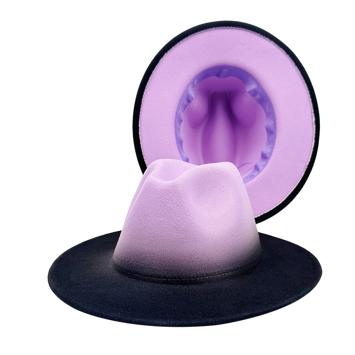 Fedora Hat - Wide Brim Two Tone Gradient Color Jazz Panama Cap for Men Women Classic - product detail view 20