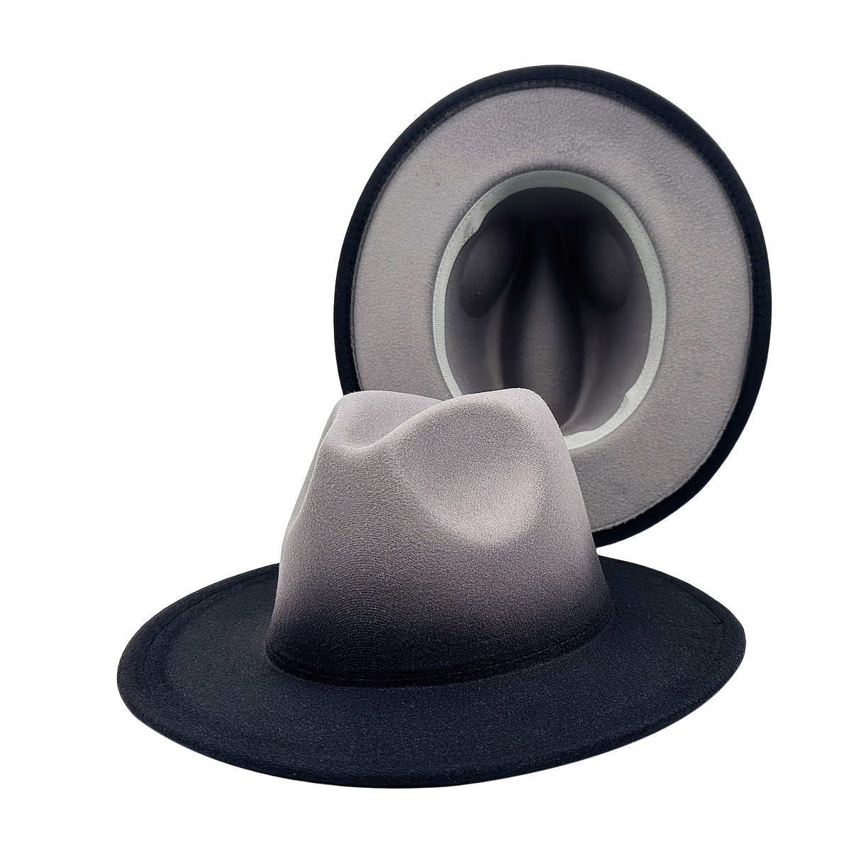 Fedora Hat - Wide Brim Two Tone Gradient Color Jazz Panama Cap for Men Women Classic - product detail view 21