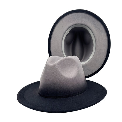Fedora Hat - Wide Brim Two Tone Gradient Color Jazz Panama Cap for Men Women Classic - product detail view 21