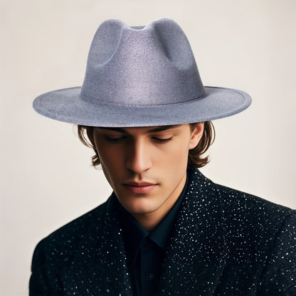 Fedora Hat - Wide Brim Two Tone Trilby Panama Jazz Cap Unisex Men Women Adjustable - product detail view 17