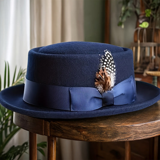 Fedora Hat - Wide Brim Women Men Wool Felt Cashmere Jazz Satin Bow Formal Wedding - main product view