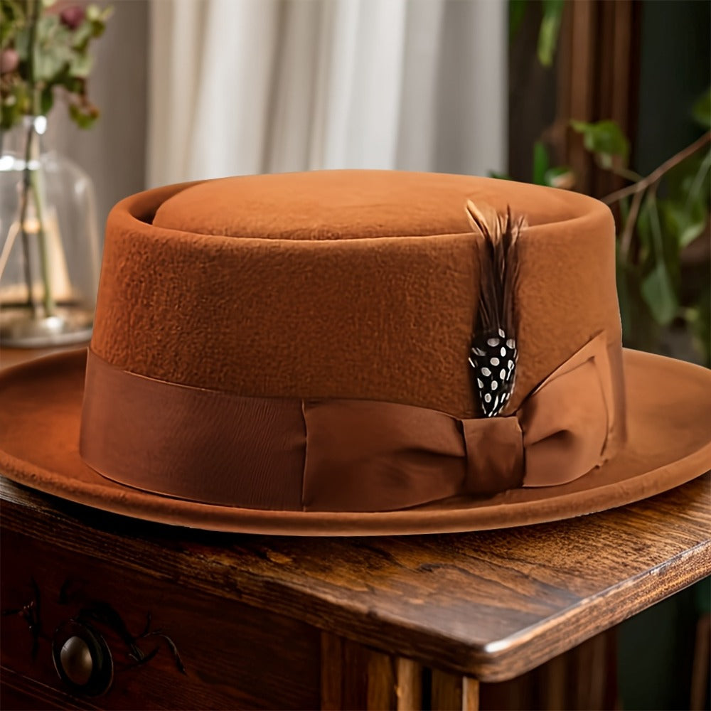 Fedora Hat - Wide Brim Women Men Wool Felt Cashmere Jazz Satin Bow Formal Wedding - product detail view 2