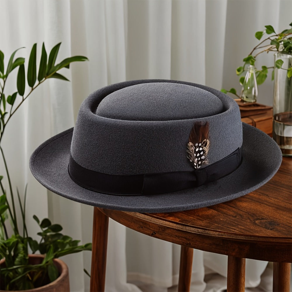 Fedora Hat - Wide Brim Women Men Wool Felt Cashmere Jazz Satin Bow Formal Wedding - product detail view 4