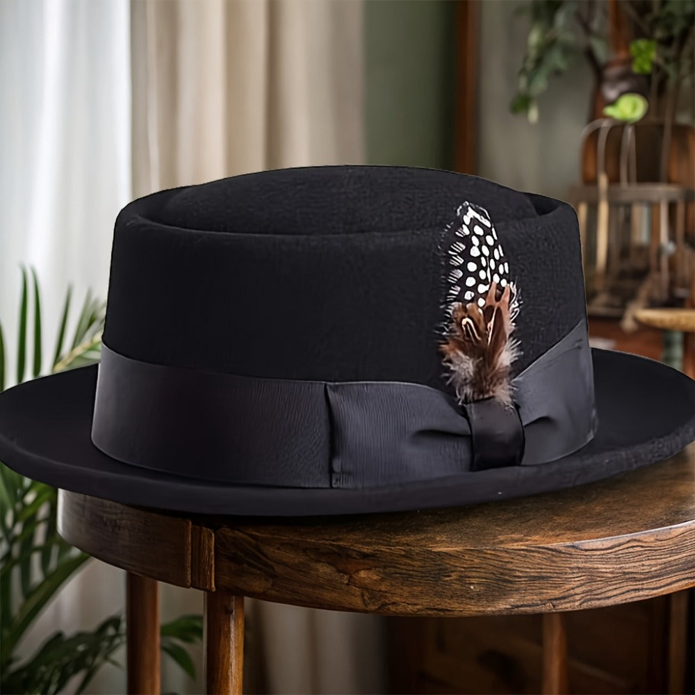 Fedora Hat - Wide Brim Women Men Wool Felt Cashmere Jazz Satin Bow Formal Wedding - product detail view 6
