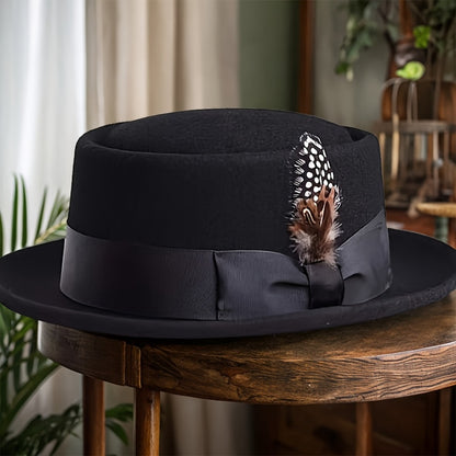 Fedora Hat - Wide Brim Women Men Wool Felt Cashmere Jazz Satin Bow Formal Wedding - product detail view 6