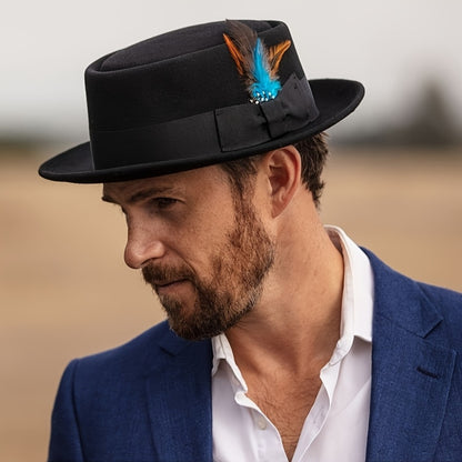 Fedora Hat - Wide Brim Women Men Wool Felt Cashmere Jazz Satin Bow Formal Wedding - product detail view 8