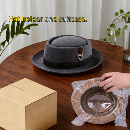 Fedora Hat - Wide Brim Women Men Wool Felt Cashmere Jazz Satin Bow Formal Wedding - product detail view 9