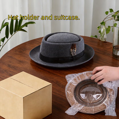 Fedora Hat - Wide Brim Women Men Wool Felt Cashmere Jazz Satin Bow Formal Wedding - product detail view 15