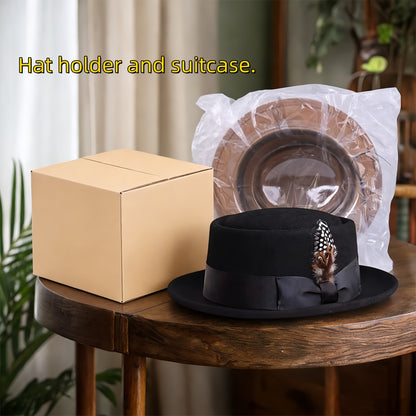 Fedora Hat - Wide Brim Women Men Wool Felt Cashmere Jazz Satin Bow Formal Wedding - product detail view 17