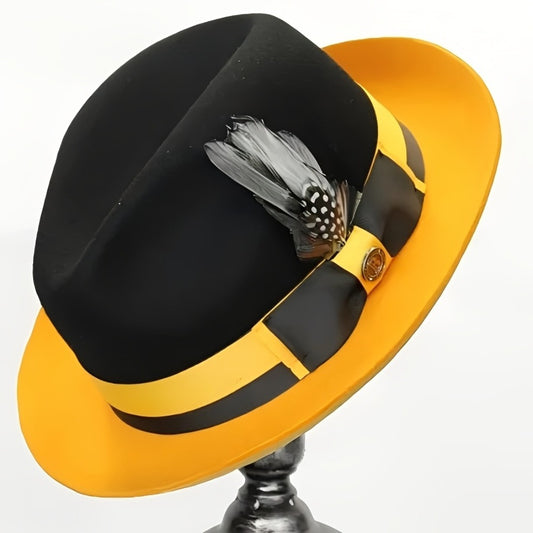 Fedora Hat - Wool Felt for Women Men Pure Wool Jazz Cap Adjustable Style Dress for - main product view
