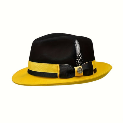 Fedora Hat - Wool Felt for Women Men Pure Wool Jazz Cap Adjustable Style Dress for - product detail view 2