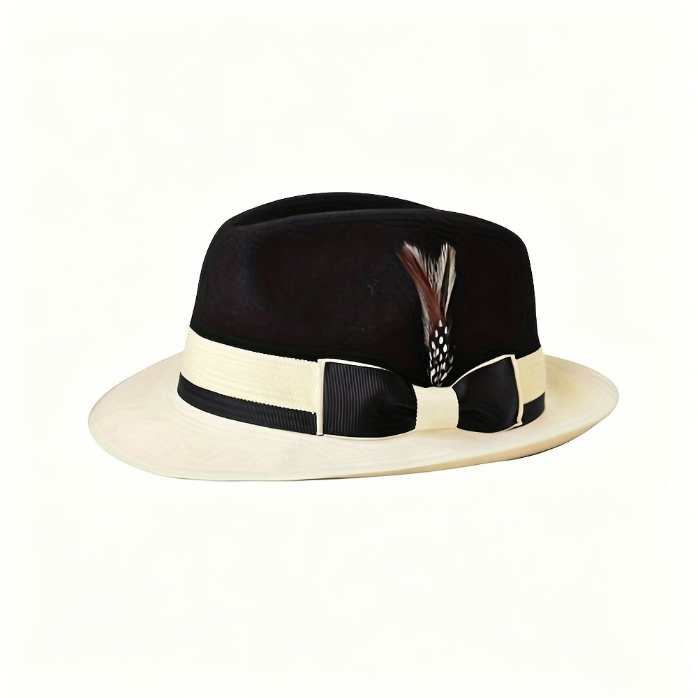 Fedora Hat - Wool Felt for Women Men Pure Wool Jazz Cap Adjustable Style Dress for - product detail view 7