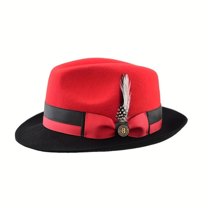 Fedora Hat - Wool Felt for Women Men Pure Wool Jazz Cap Adjustable Style Dress for - product detail view 10