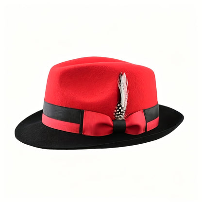 Fedora Hat - Wool Felt for Women Men Pure Wool Jazz Cap Adjustable Style Dress for - product detail view 13