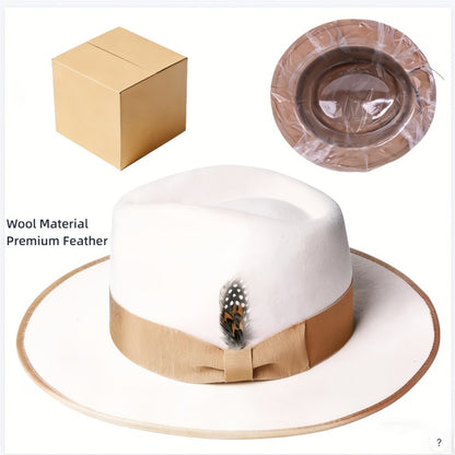 Fedora Hat - Wool Felt for Men Women - Unisex Lightweight Breathable Worsted Fiber - product detail view 3