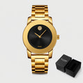 SKMEI Golden-Tone Zinc Alloy Case & Stainless Steel Band Quartz Watch - Black Dial with Accents, Classic Minimalist Design, Precise Quartz Movement, Unisex Casual & Formal Wear, Holiday Gift for Men & Women, Formal Timepiece, Elegant Style, Durable Constr