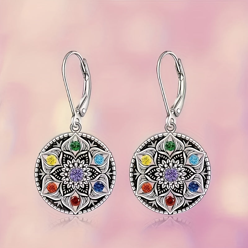 These 925 Sterling Silver Lotus Chakra Earrings for Women, Featuring a Yoga Lotus Pendant, Embody The Flower of Life And The 7 Chakras, Making Them an Ideal Gift for Birthdays, Valentine'S Day, Christmas, And Mother'S Day
