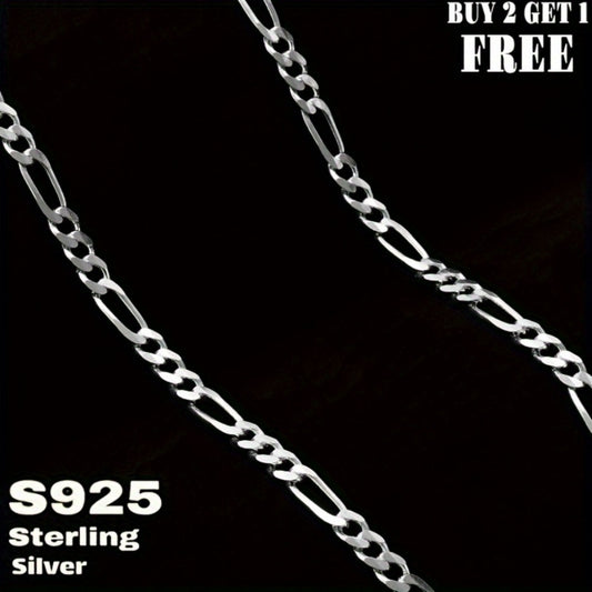 Figaro Chain Necklace - 925 Silver Figaro Chain, 6mm Link Design - 925 silver detail