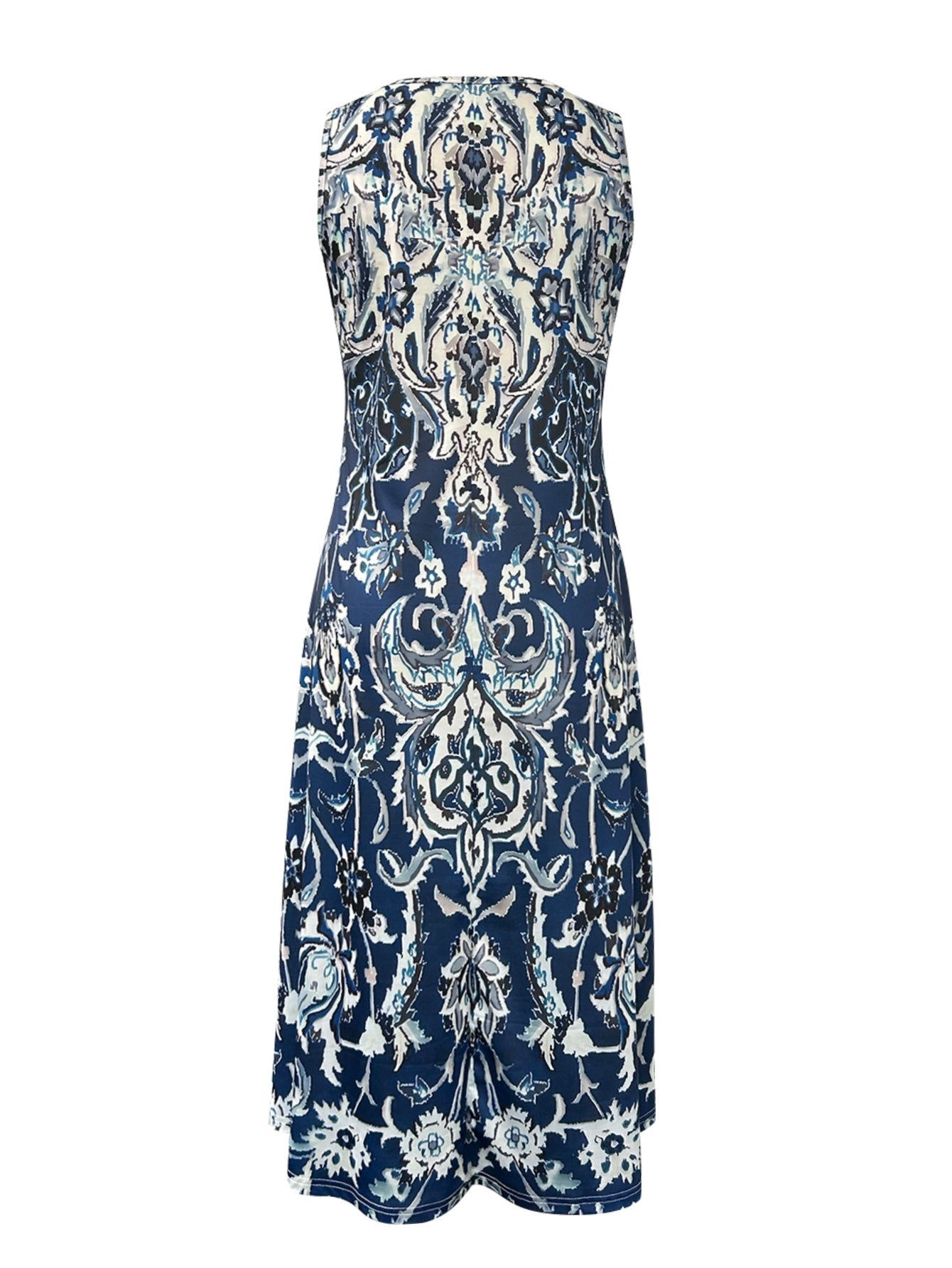 Floral Beach Dress with Pockets – Square Neck Khaki Style detail view
