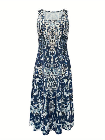 Floral Beach Dress with Pockets – Square Neck Khaki Style detail view