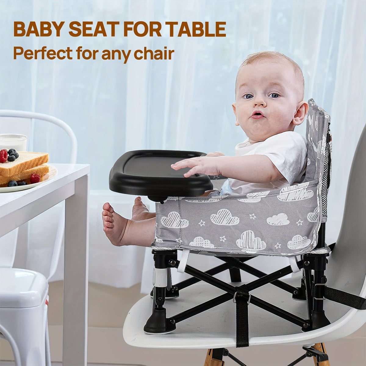 Foldable Baby Dining Chair - Portable Tray Seat – view 2