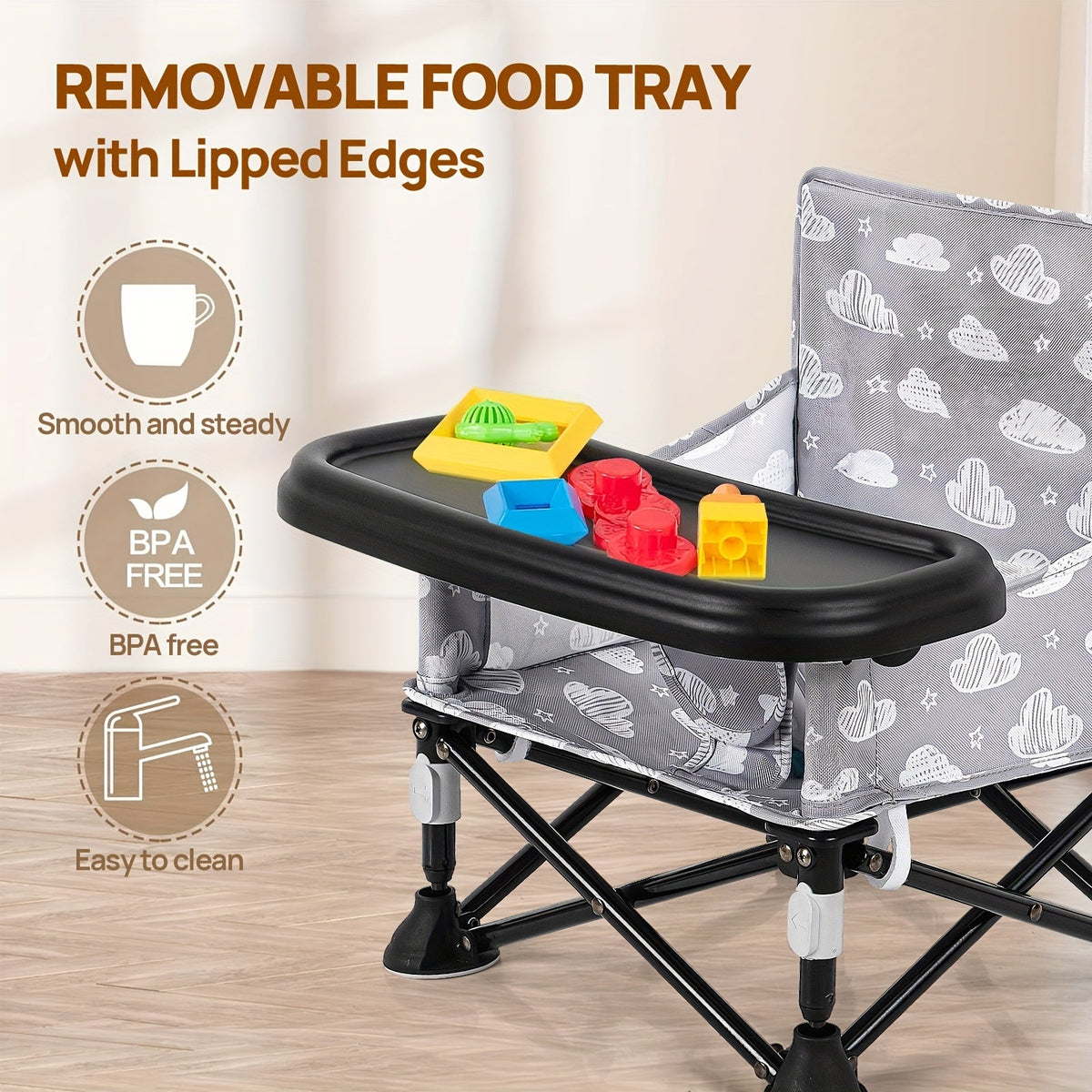 Foldable Baby Dining Chair - Portable Tray Seat – view 4