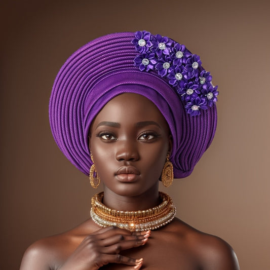 Gele Hat - Nigerian for Women - African Traditional Layered Applique Wedding - main product view